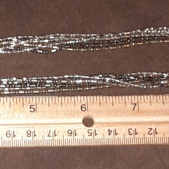 Tri color knotted multistrand necklace EUC women's costume silver black gold - Picture 10 of 13